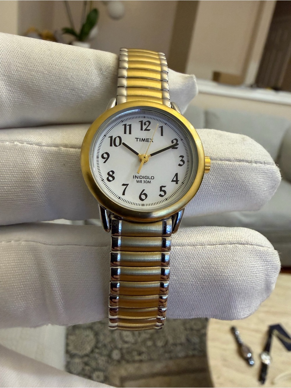 Timex Easy Reader Women's Watch Two-Tone Expansion Band Indiglo WR30M CR1216